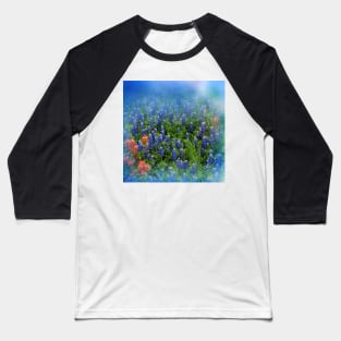 Pretty BlueBonnets - Blue and Red Hill Country Flowers - Spring Botanical Florals Baseball T-Shirt